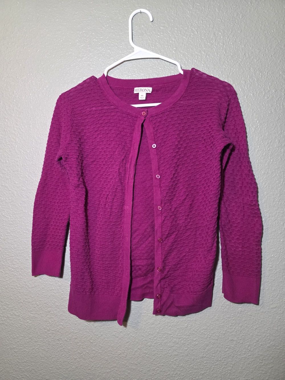 Merona Women's Fuchsia Button-Up Textured Cardigan Sweater
